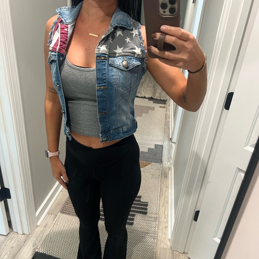 Denim Vest with Star Pattern